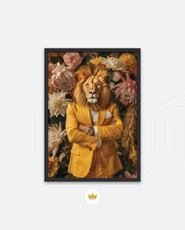 Regal Lion Floral Portrait