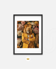 Regal Lion Floral Portrait