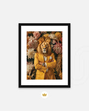 Regal Lion Floral Portrait