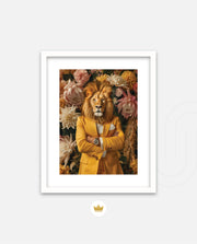 Regal Lion Floral Portrait