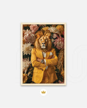 Regal Lion Floral Portrait