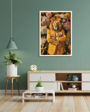 Regal Lion Floral Portrait