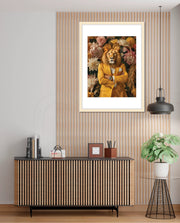 Regal Lion Floral Portrait
