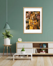 Regal Lion Floral Portrait