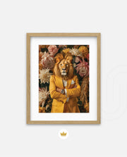 Regal Lion Floral Portrait