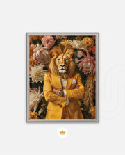 Regal Lion Floral Portrait