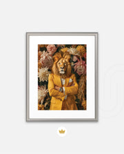 Regal Lion Floral Portrait