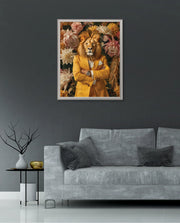 Regal Lion Floral Portrait