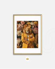 Regal Lion Floral Portrait