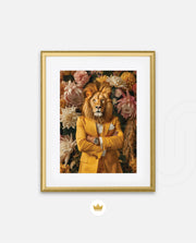 Regal Lion Floral Portrait