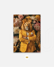 Regal Lion Floral Portrait