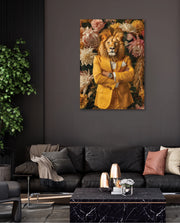 Regal Lion Floral Portrait