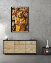 Regal Lion Floral Portrait