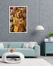 Regal Lion Floral Portrait
