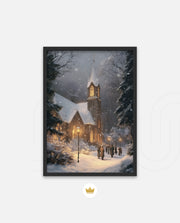 Snowy Church Evening