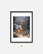 Snowy Church Evening