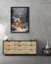 Snowy Church Evening