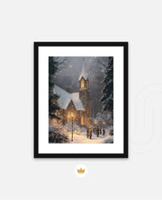 Snowy Church Evening