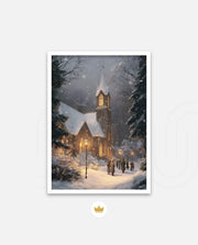 Snowy Church Evening