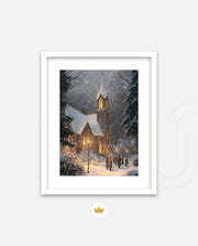 Snowy Church Evening