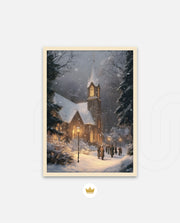 Snowy Church Evening