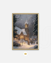 Snowy Church Evening