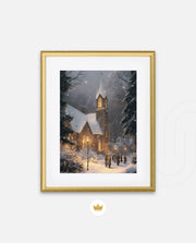 Snowy Church Evening