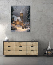 Snowy Church Evening