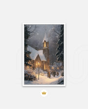 Snowy Church Evening