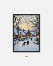 Snowy Village Evening