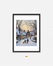 Snowy Village Evening