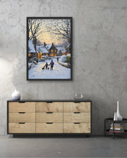 Snowy Village Evening