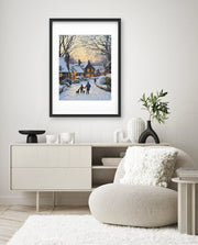 Snowy Village Evening