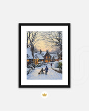 Snowy Village Evening