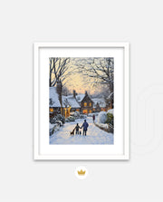 Snowy Village Evening