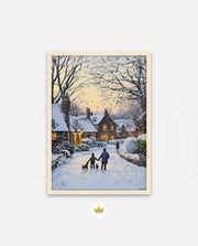 Snowy Village Evening