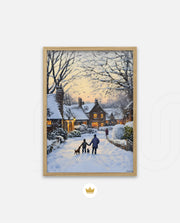 Snowy Village Evening