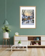 Snowy Village Evening