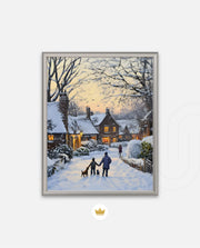Snowy Village Evening
