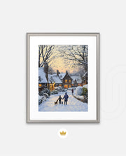 Snowy Village Evening