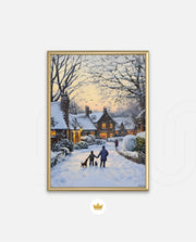 Snowy Village Evening