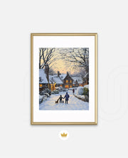 Snowy Village Evening
