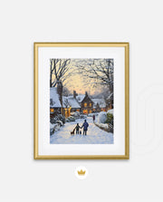 Snowy Village Evening