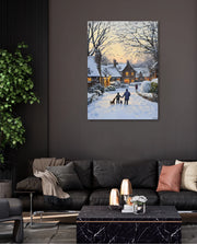 Snowy Village Evening