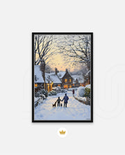 Snowy Village Evening