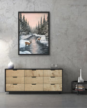 Winter Deer Reflections