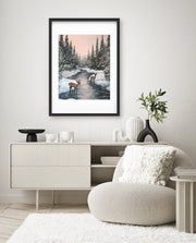 Winter Deer Reflections