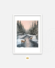 Winter Deer Reflections