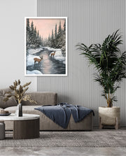 Winter Deer Reflections