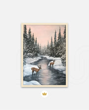 Winter Deer Reflections